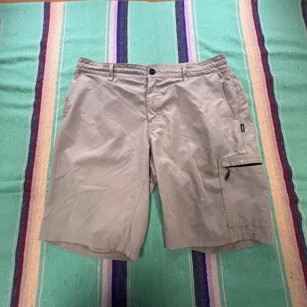 O'Neill Hybrid Cargo Shorts Mens 34 Tan Khaki Ripstop Utility Surf Casual